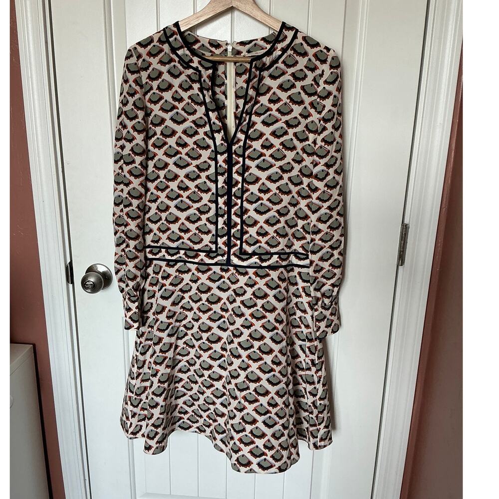 Tory Burch 100% Silk Mini Nicoletta Dress Size 2 Ivory Fiori
